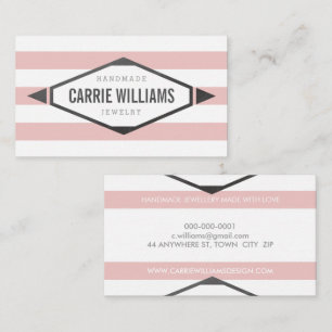 TRIBAL AZTEC BOHO LOGO striped simple pink grey Business Card