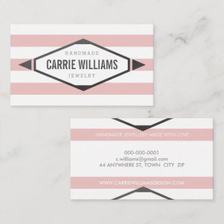 TRIBAL AZTEC BOHO LOGO striped simple pink grey Business Card