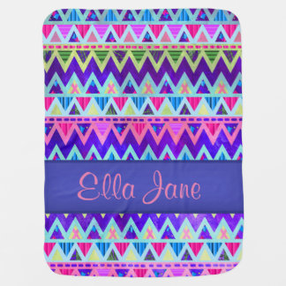 Tribal Aztec Chevron Pink Baby Blanket Name Custom