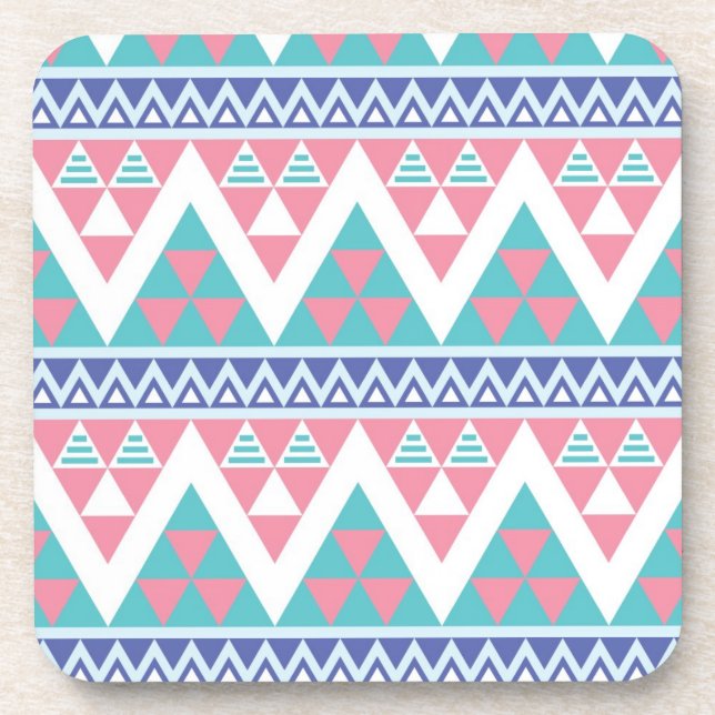 Tribal aztec colorful pattern drink coaster (Front)