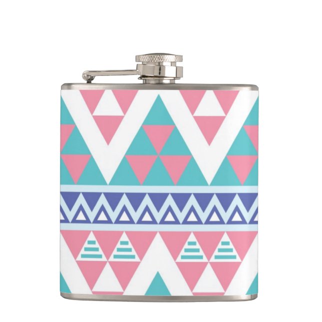 Tribal aztec colorful pattern flask (Front)