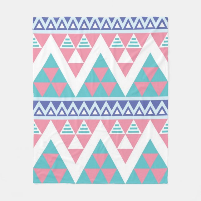 Tribal aztec colorful pattern fleece blanket (Front)