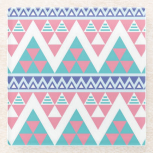 Tribal aztec colorful pattern glass coaster