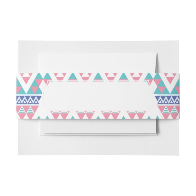 Tribal aztec colorful pattern invitation belly band (Front Example)