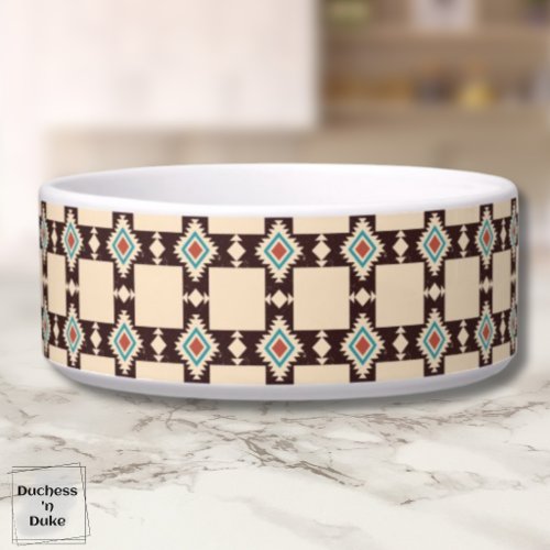 Tribal Aztec Cross Bohemian Pattern Pet Bowl