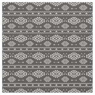 Tribal Aztec Grey and White Pattern Fabric