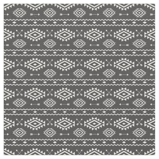 Tribal Aztec Grey and White Pattern Fabric