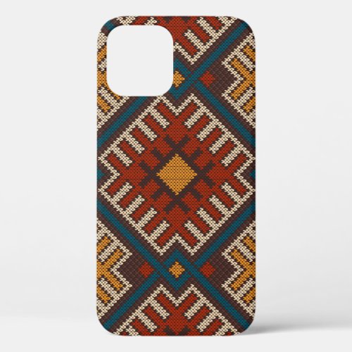 Tribal Aztec knitted wool pattern iPhone 12 Case