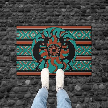 Tribal Aztec Kokopelli Southwest Design Doormat by machomedesigns at Zazzle