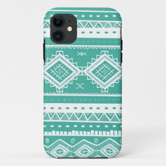 Tribal Aztec Lace Pattern (aquamarine) iPhone 11 Case