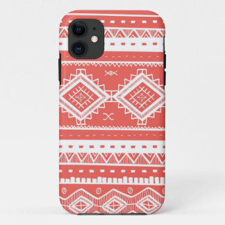 Tribal Aztec Lace Pattern (coral) iPhone 11 Case