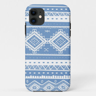 Tribal Aztec Lace Pattern (periwinkle blue) iPhone 11 Case