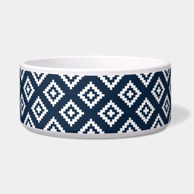 blue and white dog bowl