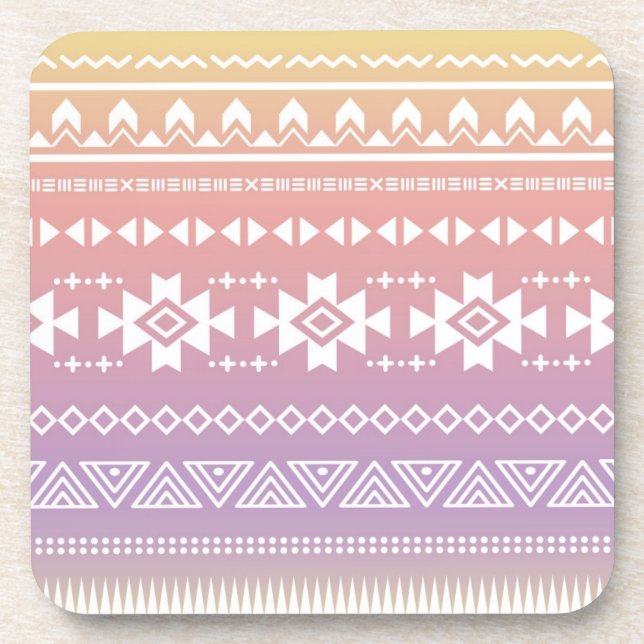 Tribal aztec ombre pattern beverage coaster (Front)