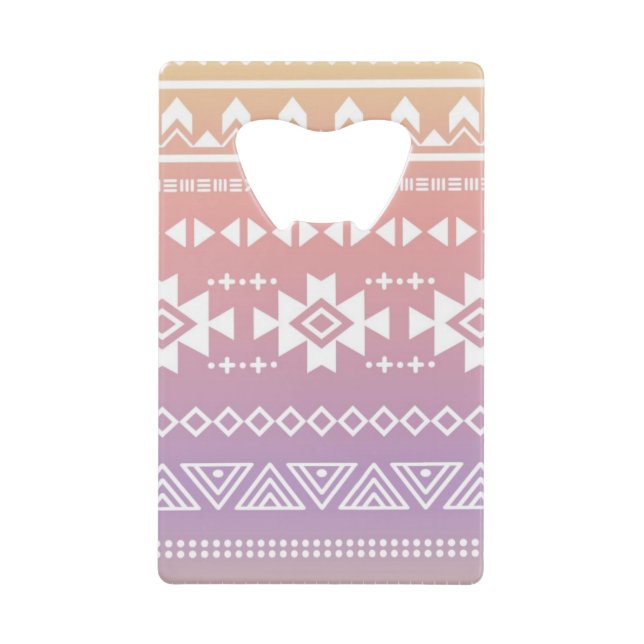 Tribal aztec ombre pattern credit card bottle opener (Front)