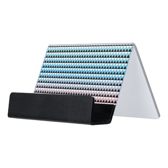 Tribal Aztec Ombre Pattern Desk Business Card Holder (Angled Front)