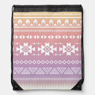 Tribal aztec ombre pattern drawstring bag