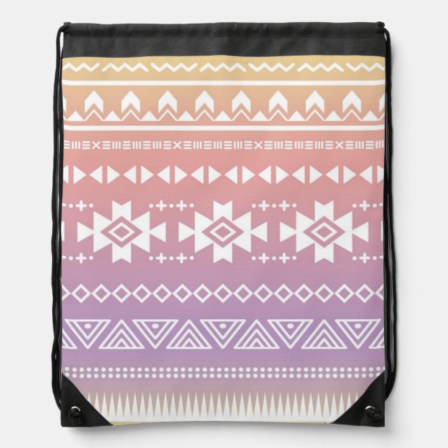 Tribal aztec ombre pattern drawstring bag (Front)