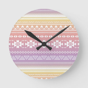 Tribal aztec ombre pattern round clock