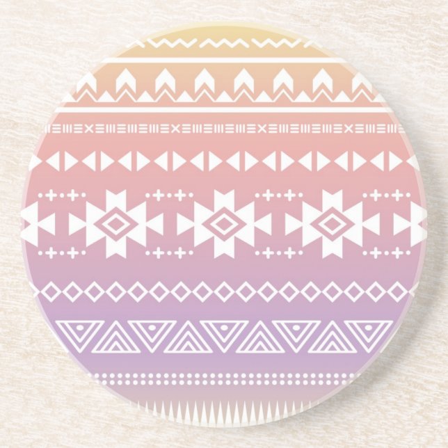 Tribal aztec ombre pattern sandstone coaster (Front)