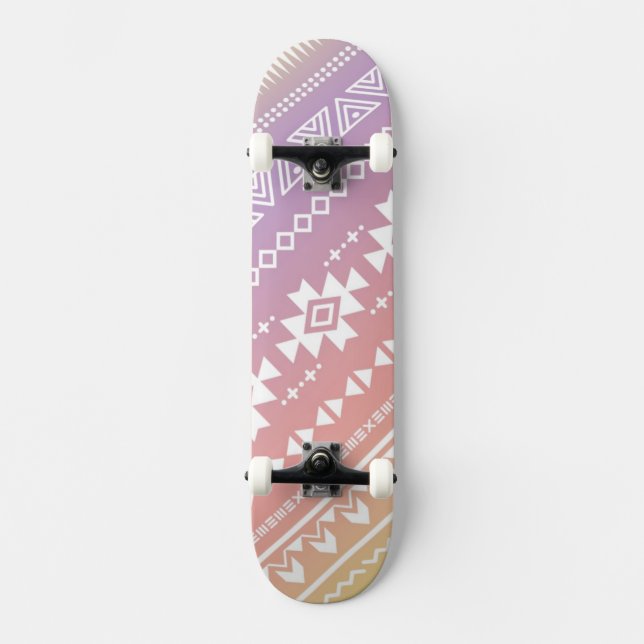 Tribal aztec ombre pattern skateboard deck (Front)