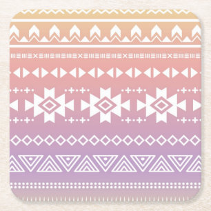Tribal aztec ombre pattern square paper coaster