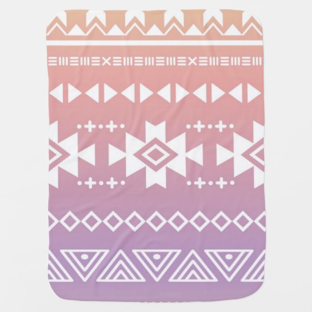 Tribal aztec ombre pattern swaddle blanket (Front)