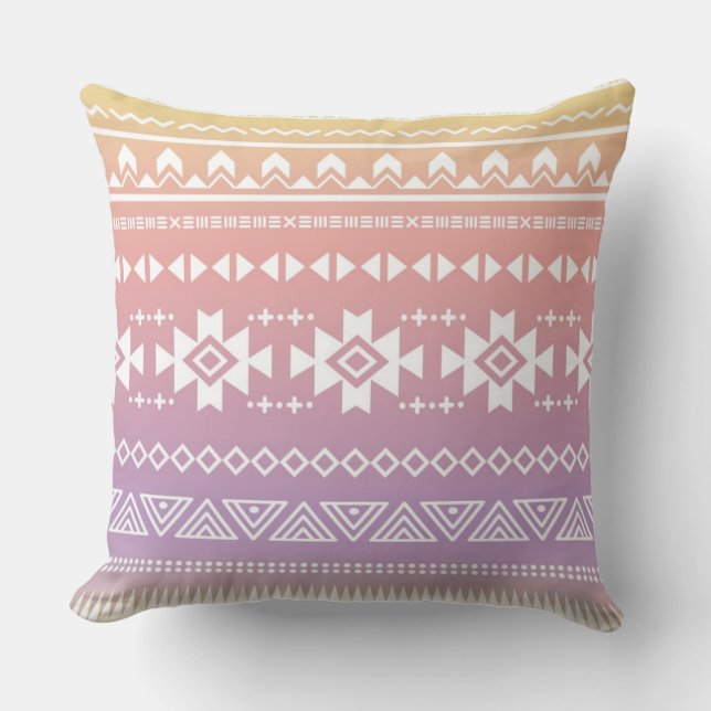 Tribal aztec ombre pattern throw pillow (Front)