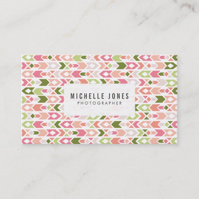 Tribal Aztec Pattern Photographer Business Cards (Front)