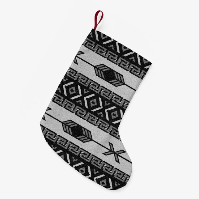 Tribal Aztec Pattern Southwest Christmas BNW Small Christmas Stocking (Front (Hanging))