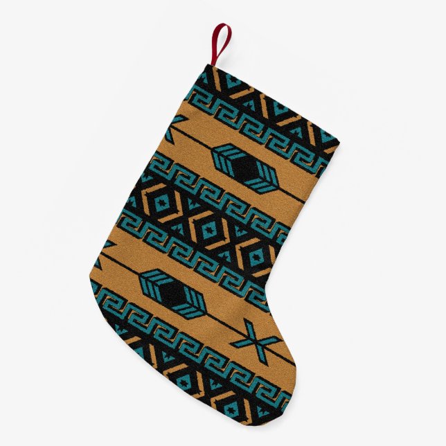 Tribal Aztec Pattern Southwest Christmas Xmas Small Christmas Stocking (Front (Hanging))