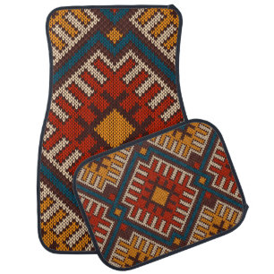 Tribal Aztec seamless pattern on the wool knitted Car Floor Mat