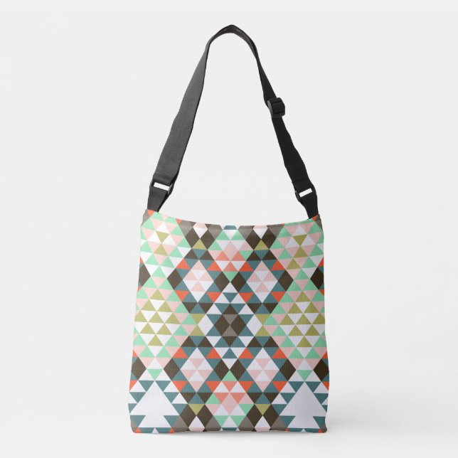 Tribal Aztec Southwest Geometric Boho Chic Crossbody Bag (Front)