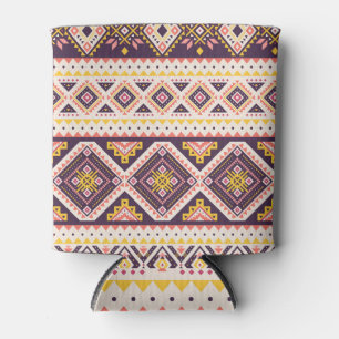 Tribal Aztec striped, geometric pattern. Can Cooler