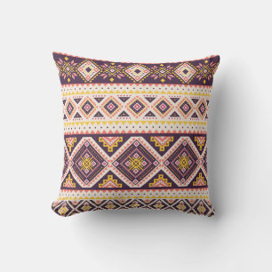 Tribal Aztec striped, geometric pattern. Throw Pillow