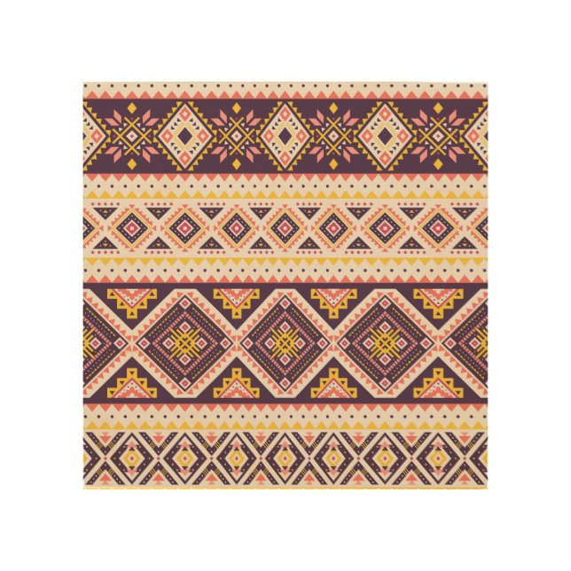 Tribal Aztec striped, geometric pattern. Wood Wall Art (Front)