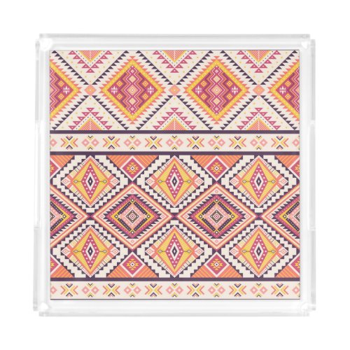 Tribal Aztec Striped Seamless Background Acrylic Tray