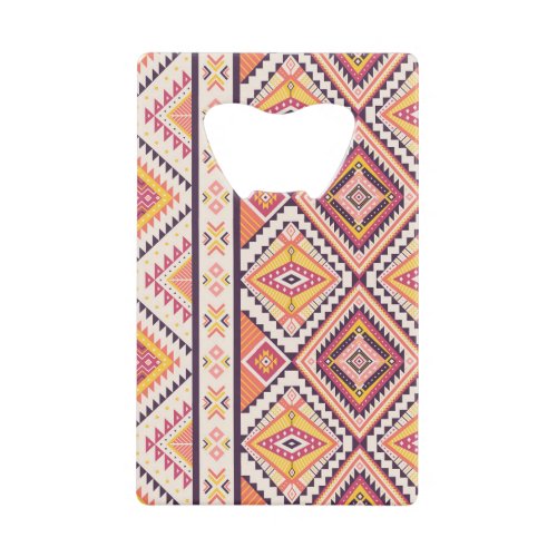 Tribal Aztec Striped Seamless Background Credit Card Bottle Opener