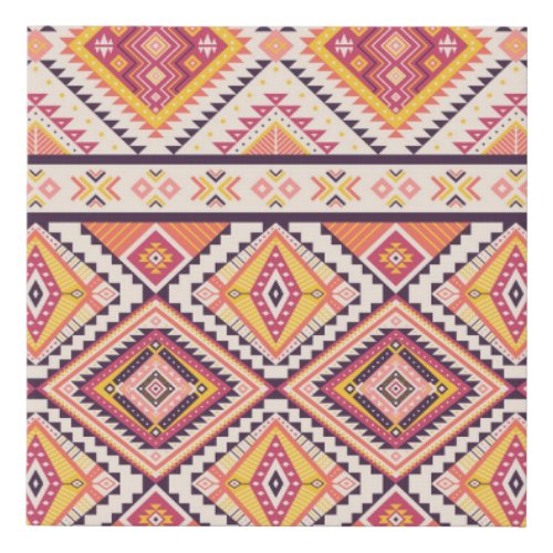 Tribal Aztec Striped Seamless Background Faux Canvas Print