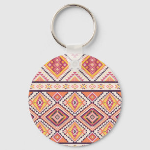 Tribal Aztec Striped Seamless Background Keychain