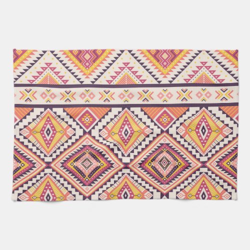 Tribal Aztec Striped Seamless Background Kitchen Towel