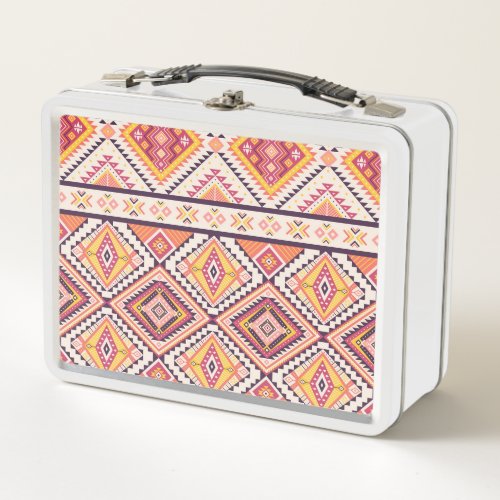 Tribal Aztec Striped Seamless Background Metal Lunch Box