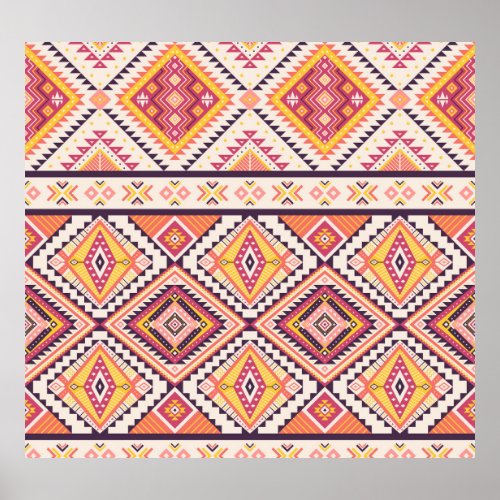Tribal Aztec Striped Seamless Background Poster