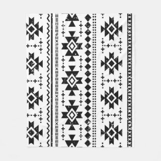 Tribal aztec, vintage white background. fleece blanket