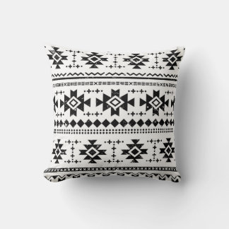 Tribal aztec, vintage white background. throw pillow