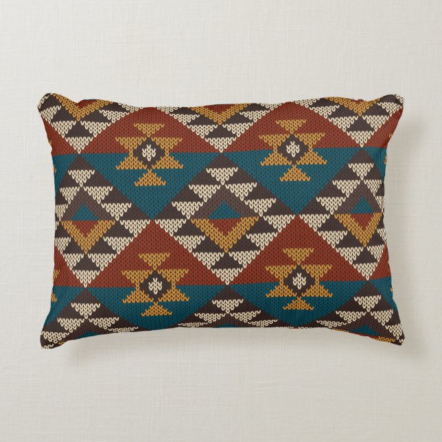 Tribal Aztec Wool Knitted Texture. Accent Pillow (Front)
