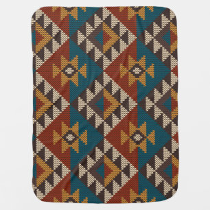 Tribal Aztec Wool Knitted Texture. Baby Blanket