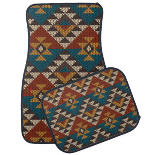 Tribal Aztec Wool Knitted Texture. Car Floor Mat
