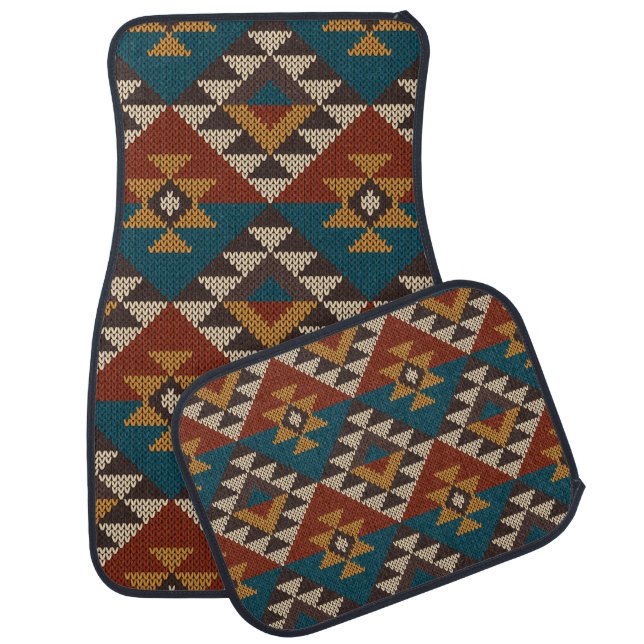 Tribal Aztec Wool Knitted Texture. Car Floor Mat (Set)