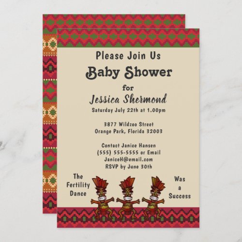 Tribal Baby Shower Abstract Fertility Dance  Invitation